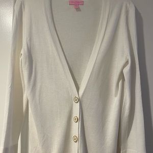 Lilly Pulitzer White Full Button Down Cardigan Sweater
